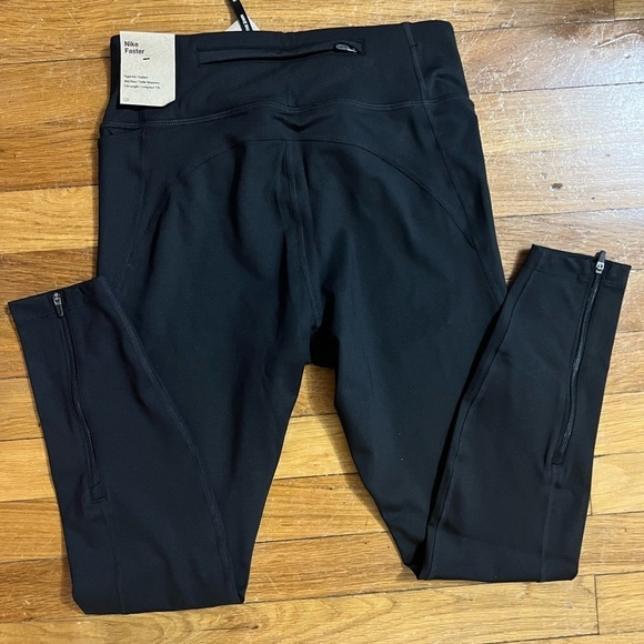 NIKE FASTER DRI-FIT RUNNING LEGGINGS WOMEN'S 7/8 MID RISE BLACK Size Medium $80 - Picture 2 of 6